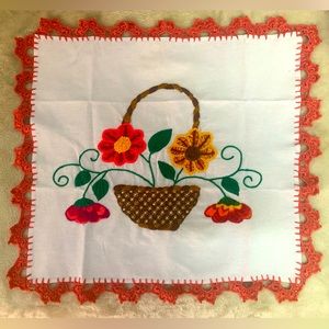 Cloth napkin with thread, and handmade.